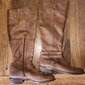 Steven by Steve Madden Long calf REAL Leather side zipper boots